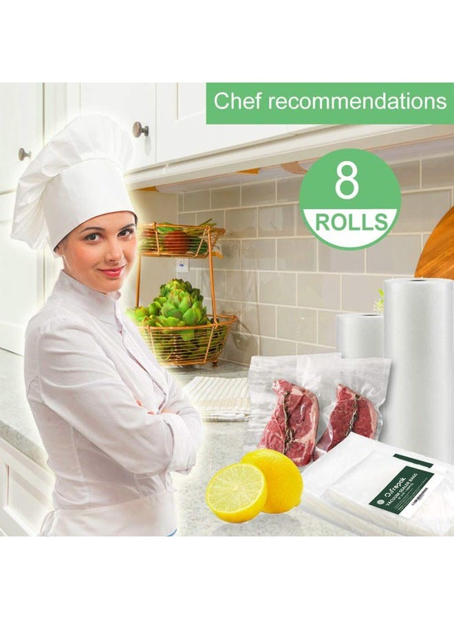 O2frepak 8 Pack 8"x20'(4Rolls) and 11"x20' (4Rolls) Rolls Vacuum Sealer Bags Rolls with BPA Free,Heavy Duty Vacuum Sealer Storage Bags Rolls,Cut to Size Roll,Great for Sous Vide Cooking - Image 2